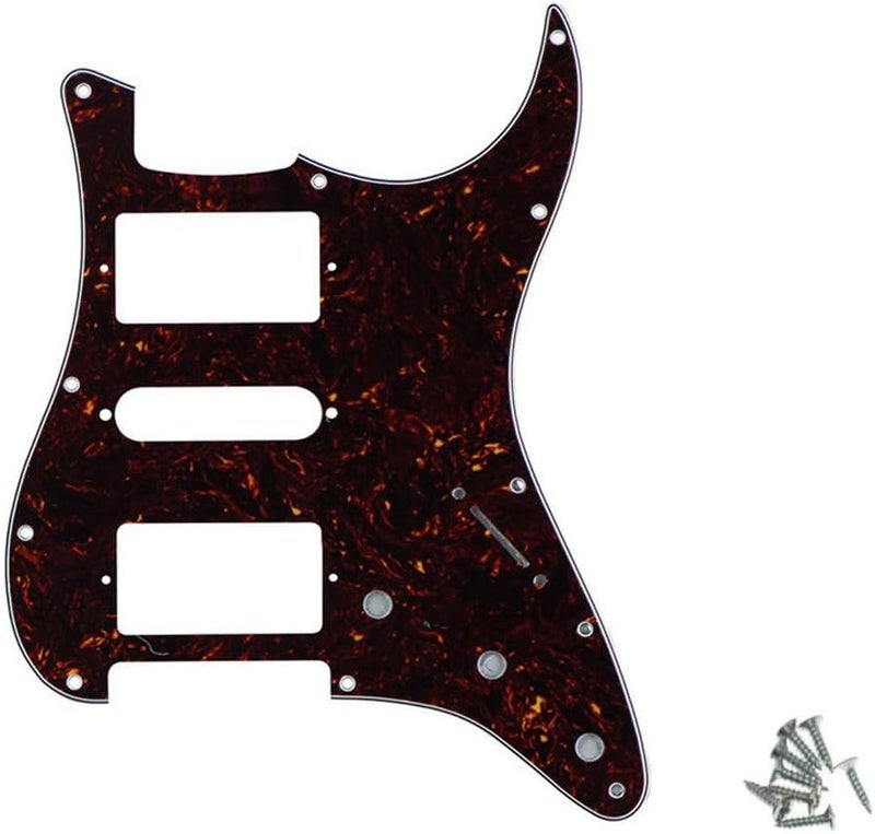 ROZILO Strat HSH Pickguard Pick Guard Scratch Plate with Screws for American/Mexican Standard Strat Modern Style Guitar Replacement Dark Tortoise - Image 1